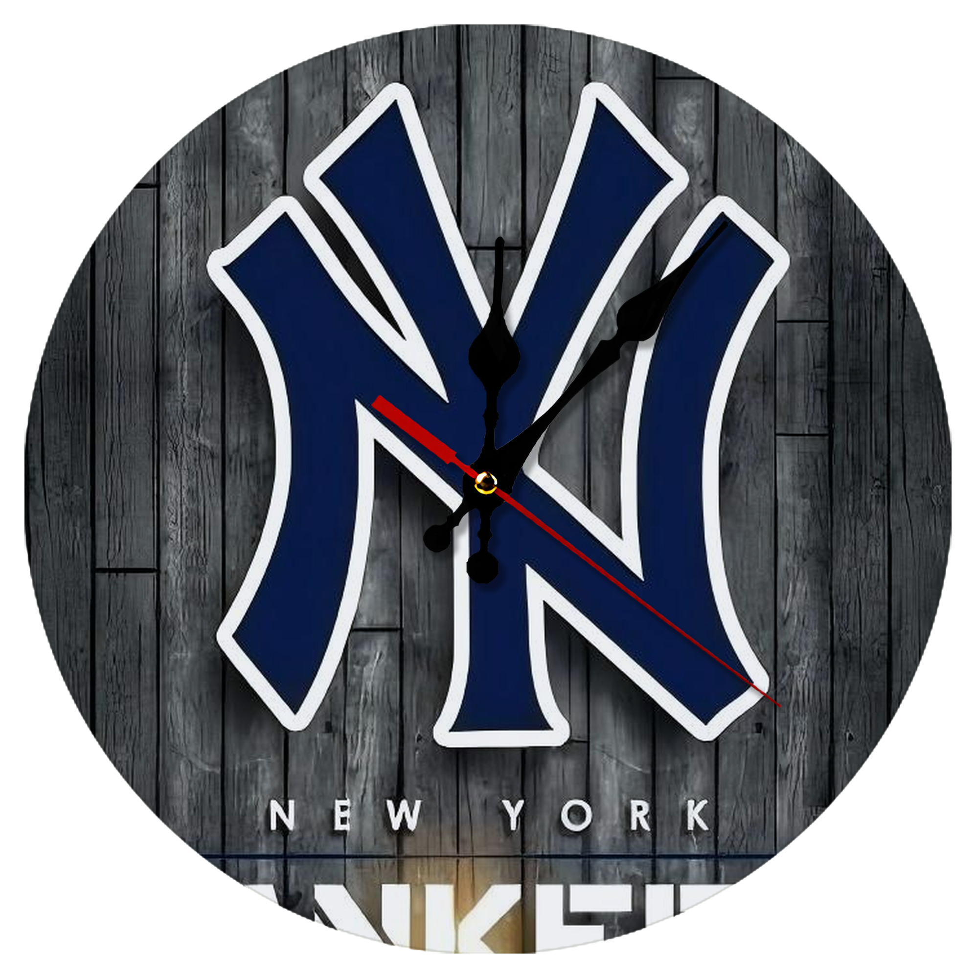 New York Yankees 127 Silent Round Wall Clock – Modern & Stylish DIY Design, Durable Wood Construction, Easy To Install – Perfect For Office, Bedroom, Living Room, And More